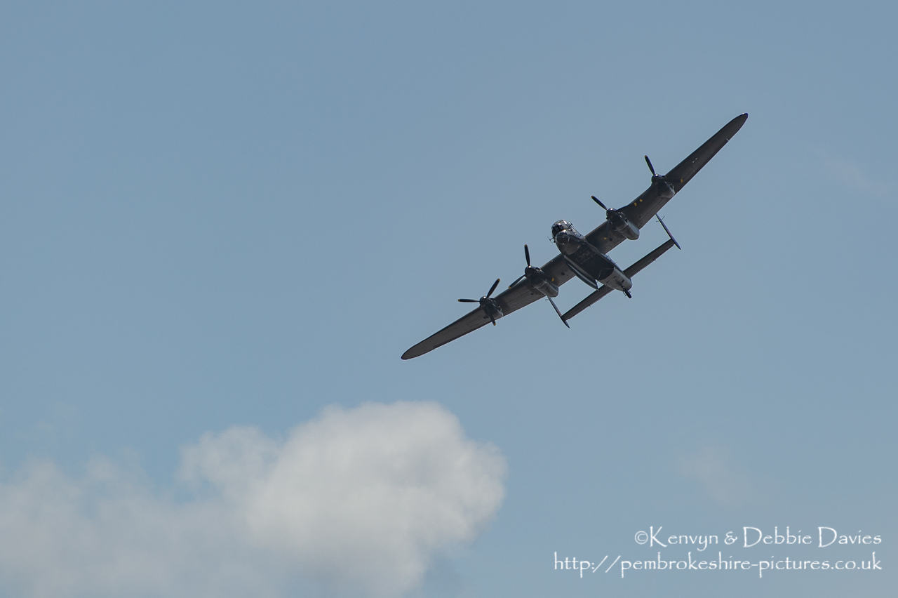 The Wales National Air Show held in Swansea Bay on the 11th and 12th July 2009. This is the Avro Lancaster B1 (PA474/HWR). Bomb bay doors are open,